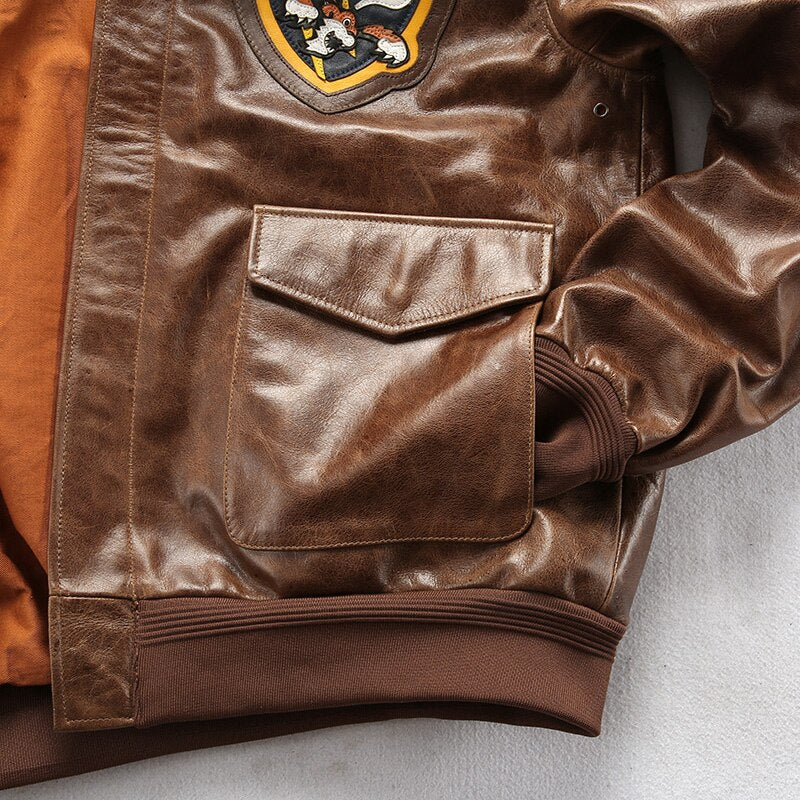 Flying Tigers Patch Designed Genuine Leather Pilot Jackets