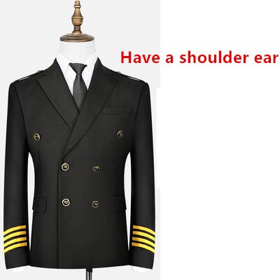 4 Lines Airline Pilot Suit Jackets & Coat with Shoulder Epaulettes
