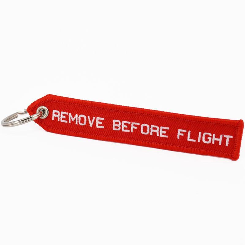 Red Triangle Remove Before Flight Designed Key Chains