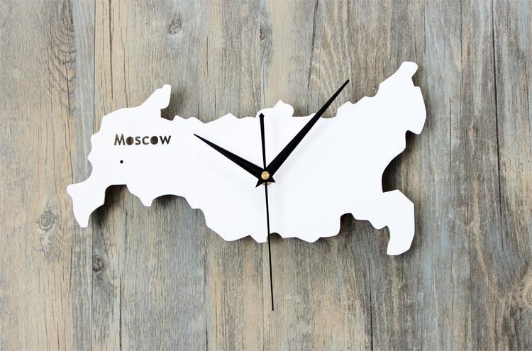 Russia Map Designed Wall Clocks
