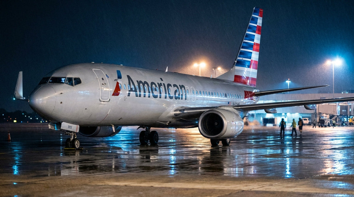 American Airlines Boeing 737-800 on a night apron