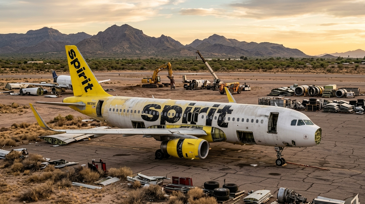 Nearly-New Spirit Airlines Airbus A320neo Scrapped at Just 4 Years Old in Phoenix Goodyear — Youngest Ever Broken Up For Spares
