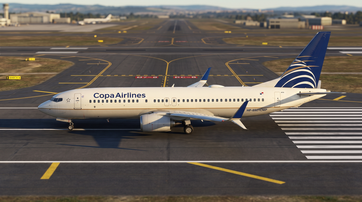 Boeing 737 MAX 8 in Copa Airlines livery on a runway