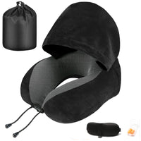 Thumbnail for Memory Foam Hooded U-Shaped Travel Pillow: Portable Neck Support for Multiple Scenes