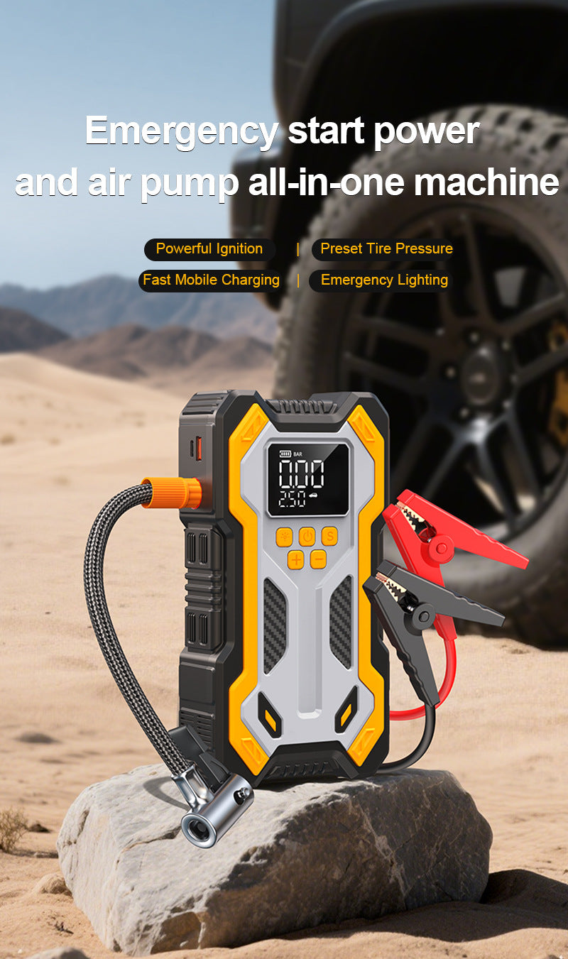 10000mAh 6000A Car Jump Starter: Air Compressor, LCD Screen