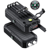 Thumbnail for 20000mAh Solar Power Bank: 4 Built-in Cables, Hand Crank, 6 Outputs/4 Inputs