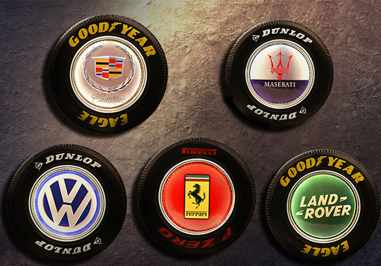 Retro Iron LED Tire Wall Hanging