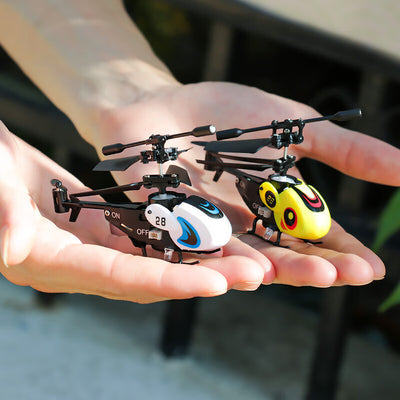 Side view of 2.4G 4CH DWI H10 RC Helicopter (LED Lights, Gyro Altitude Hold, Obstacle Avoidance) aviation RC model in durable.