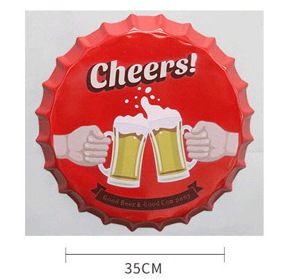 Retro Wrought Iron Beer Cap Iron Painting Wall Decoration