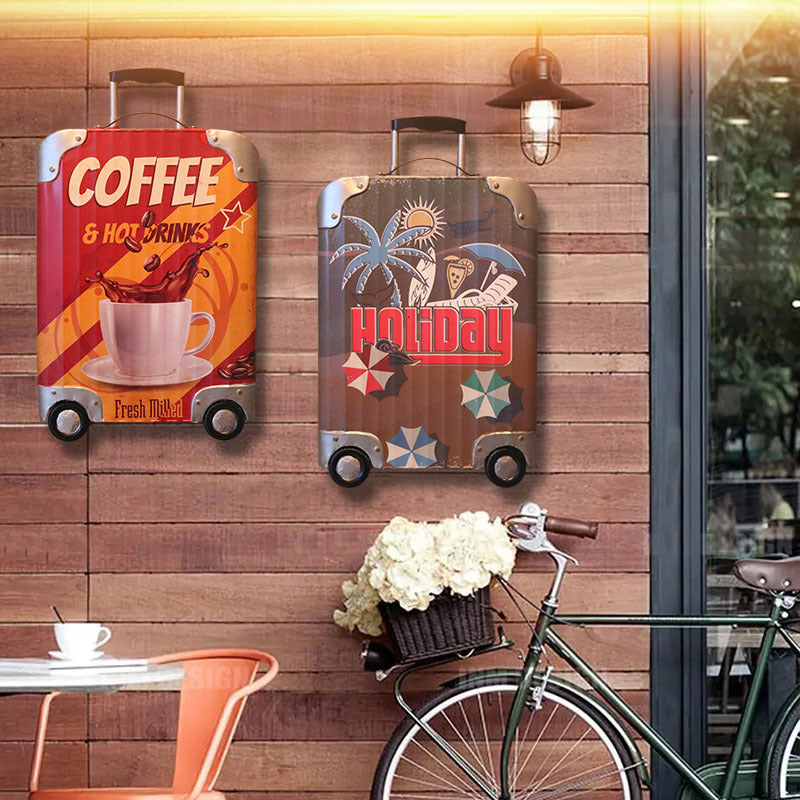 American Country Retro Iron Three-Dimensional Suitcase Decorative Wall Hanging