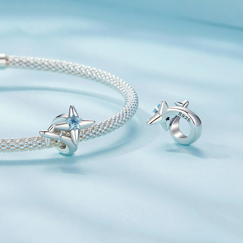 925 Silver Airplane Starburst Bracelet