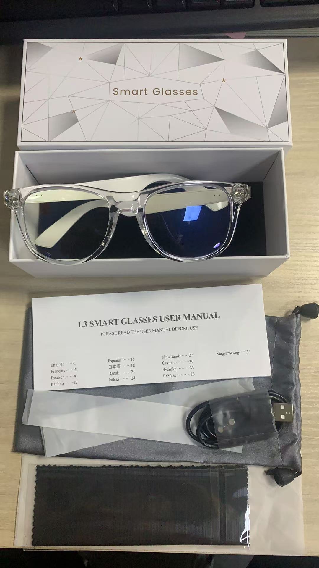 Stylish Women's Smart Glasses L3: Anti-Blue Light, Music, Voice Assistant & Easy Touch Control