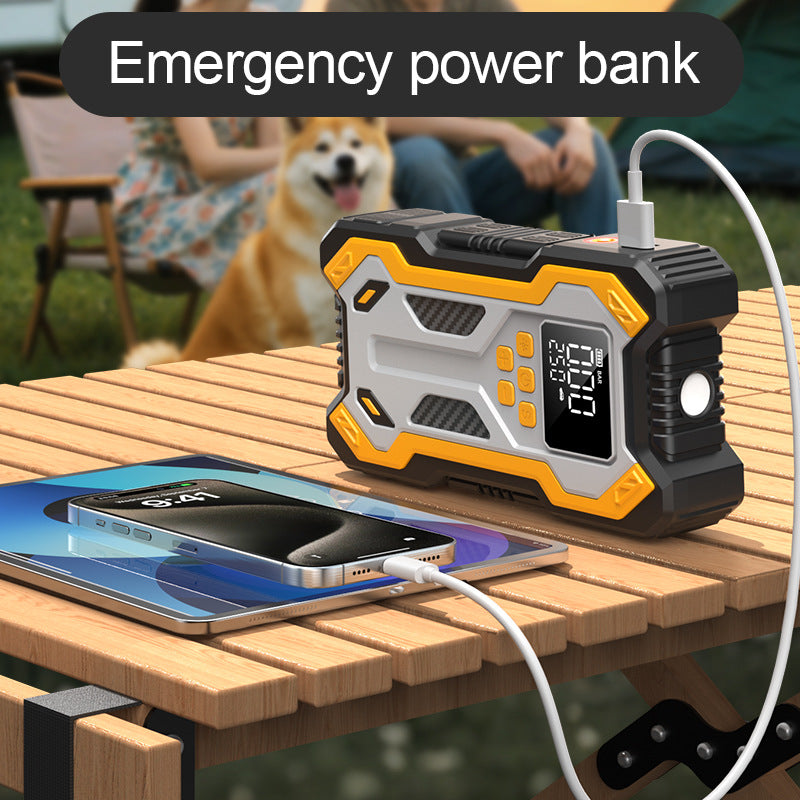 10000mAh 6000A Car Jump Starter: Air Compressor, LCD Screen