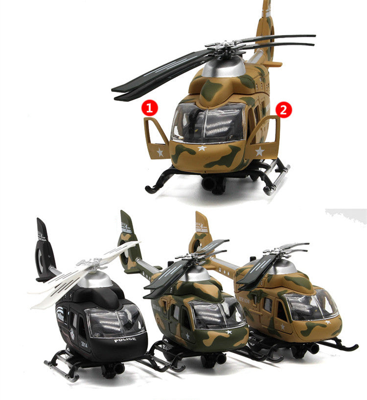 1:64 Scale Military Helicopter Alloy Toy Model (Retroactive Motion, Sound & Light Effects)