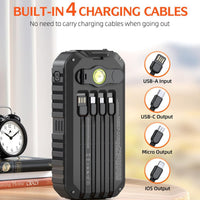 Thumbnail for 20000mAh Solar Power Bank: 4 Built-in Cables, Hand Crank, 6 Outputs/4 Inputs