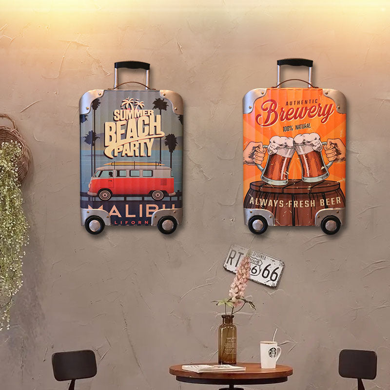American Country Retro Iron Three-Dimensional Suitcase Decorative Wall Hanging