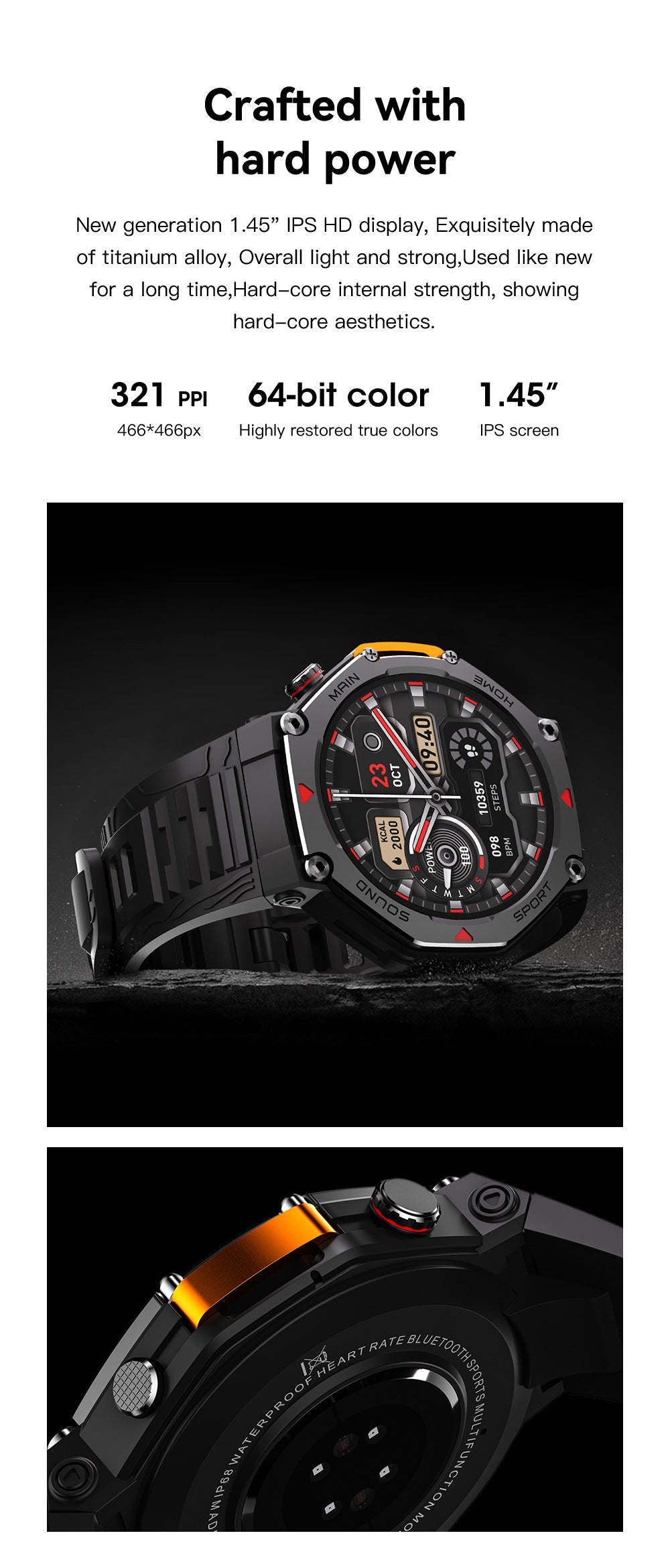 Rugged Military Smartwatch: Men's Outdoor Sports Watch with GPS Tracking, 5ATM Waterproof & HD Bluetooth Calls