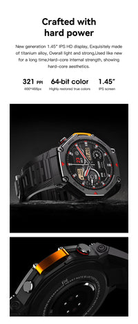 Thumbnail for Rugged Military Smartwatch: Men's Outdoor Sports Watch with GPS Tracking, 5ATM Waterproof & HD Bluetooth Calls