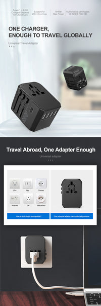 Thumbnail for Melery International Travel Adapter with USB-C Charger