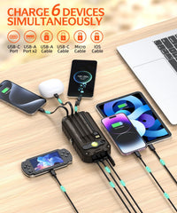 Thumbnail for 20000mAh Solar Power Bank: 4 Built-in Cables, Hand Crank, 6 Outputs/4 Inputs