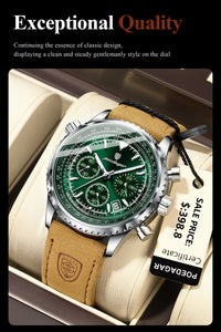 Thumbnail for Luxury Military-Inspired Men's Quartz Watch: Premium Leather Strap, Waterproof Design with Chronograph, Date & Luminous Display