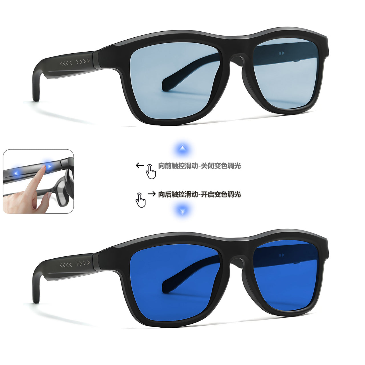All-in-One GV90 Smart Glasses: Photochromic, Adjustable Light, Bluetooth Calls, Music & AI Translation