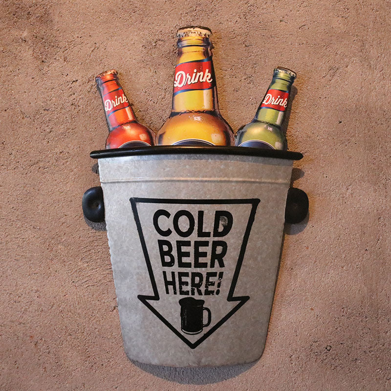 Industrial Iron Barrel Beer Bottle Wall Decor