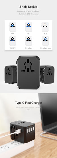 Thumbnail for Melery International Travel Adapter with USB-C Charger