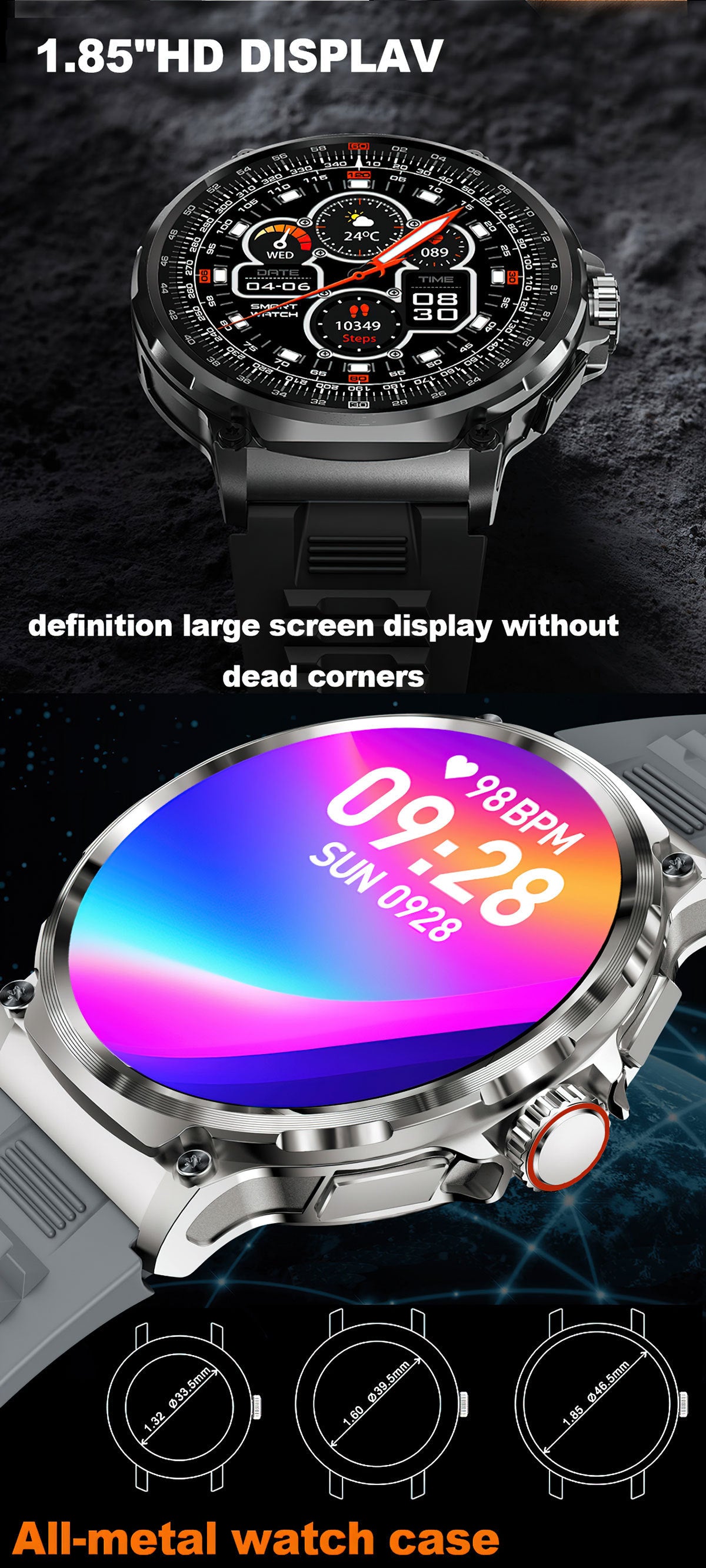 V69 All-Function Smartwatch: 1.85" Display, Bluetooth Calls, Multi-Sport Tracking & Water Resistance