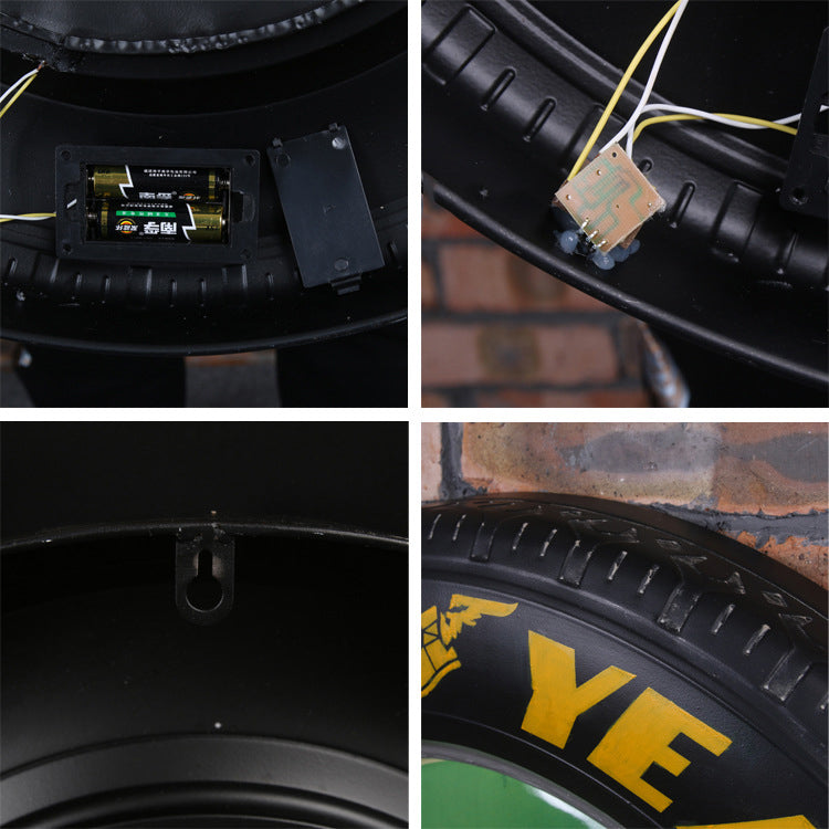 Retro Iron LED Tire Wall Hanging