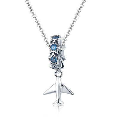 925 Silver Airplane Ring Star Necklace
