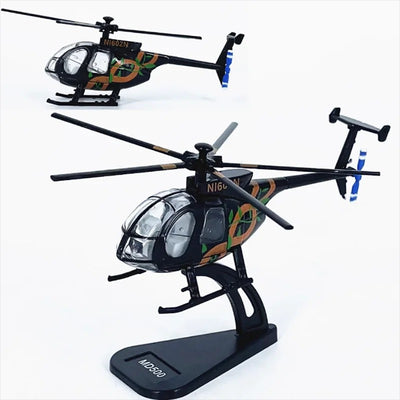 1:100 Scale American MD500 aviation themed helicopter model in die-cast metal.