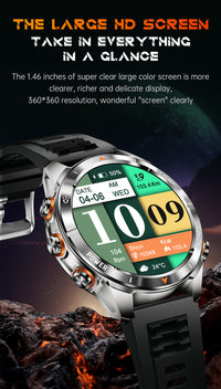 Thumbnail for KT88 Sports Smart Watch: 1.7 Inch Fitness Recording Flashlight, Compass & Large Battery