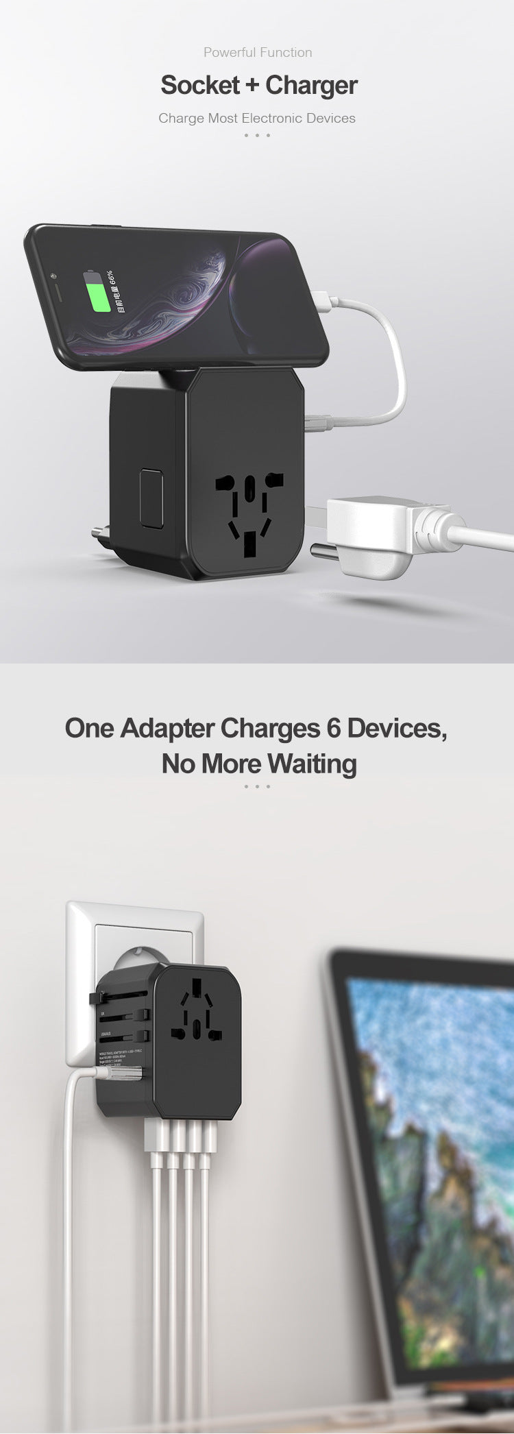 Melery International Travel Adapter with USB-C Charger