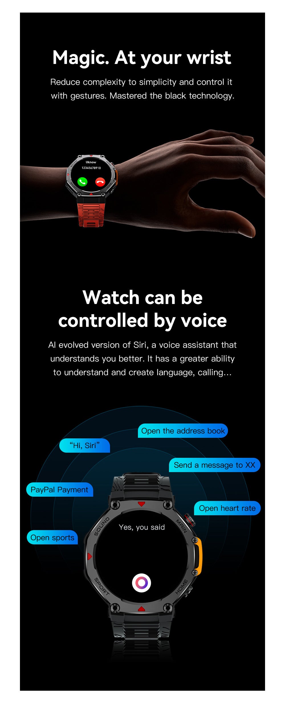 Rugged Military Smartwatch: Men's Outdoor Sports Watch with GPS Tracking, 5ATM Waterproof & HD Bluetooth Calls