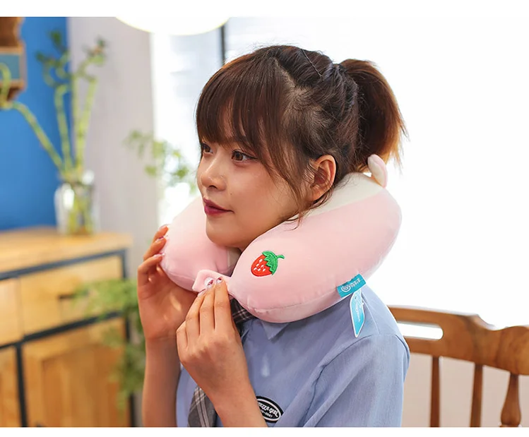 Cartoon U-Shaped Memory Cotton Neck Pillow: Soft Travel Headrest