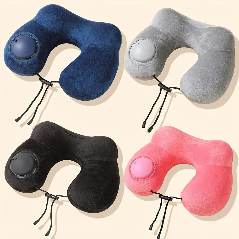 Inflatable U-Shaped Double Hump Neck Pillow: Portable for Outdoor Travel