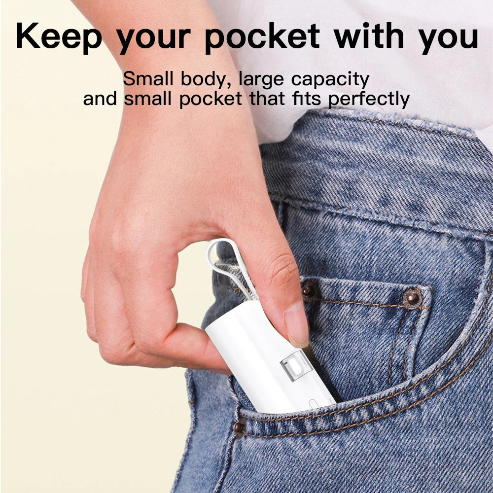 5000mAh Mini Mobile Charger: Built-in Cable/LED Light