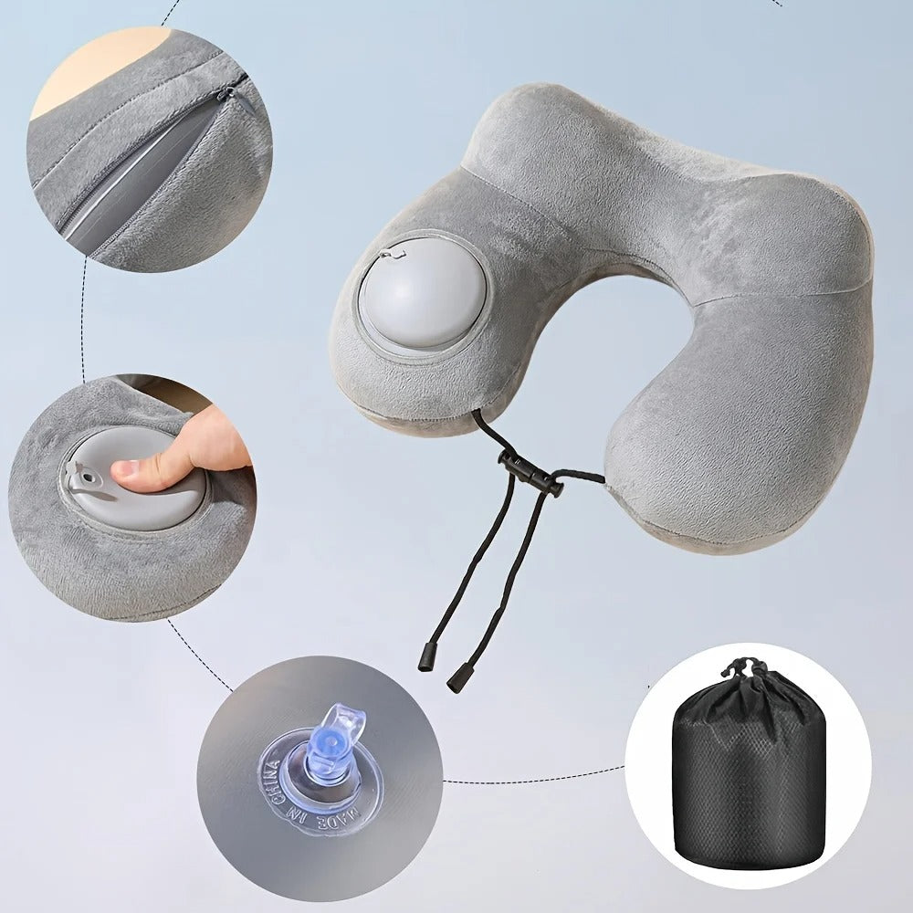 Inflatable U-Shaped Double Hump Neck Pillow: Portable for Outdoor Travel