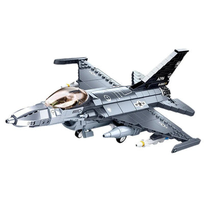 521 PCS Military Series F-16 Fighter Building Blocks Kit aviation themed Lego-style model aircraft in ABS plastic.