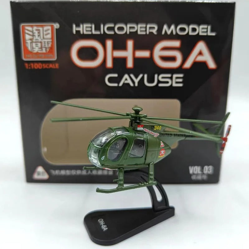 Diecast 1:100 Scale Alloy US OH-6A Classic Helicopter Model