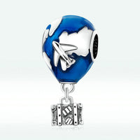 Thumbnail for 925 Silver Around the World Travel Airplane Hot Air Balloon Bracelet