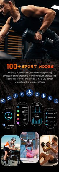 Thumbnail for KT88 Sports Smart Watch: 1.7 Inch Fitness Recording Flashlight, Compass & Large Battery