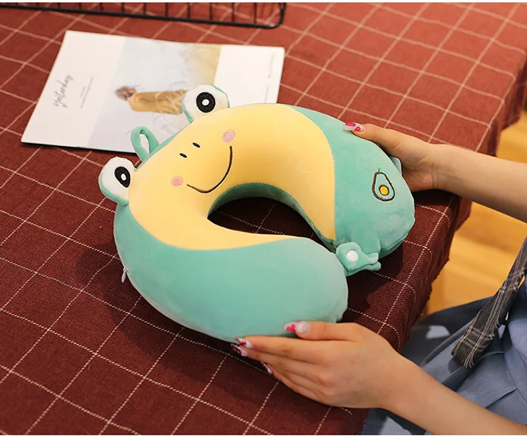 Cartoon U-Shaped Memory Cotton Neck Pillow: Soft Travel Headrest