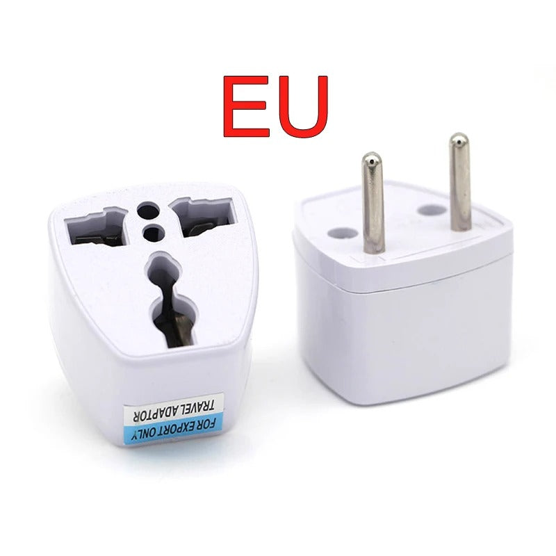 Universal US/UK/AU-to-EU Travel Power Adapter (2 Round Pin Socket)