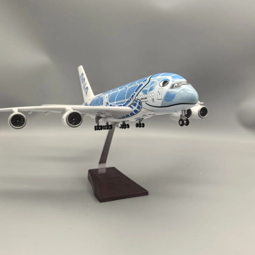 Air Japan ANA Blue Sea Turtle Airbus A380 Airplane Model (1/160 Scale)