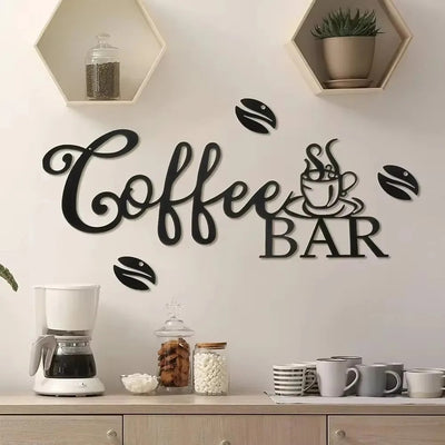 Coffee Bar Modern Metal Sign/Wall Sculpture 35x16CM aviation design on premium decorative material hanging wall decoration.