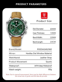 Thumbnail for Luxury Military-Inspired Men's Quartz Watch: Premium Leather Strap, Waterproof Design with Chronograph, Date & Luminous Display