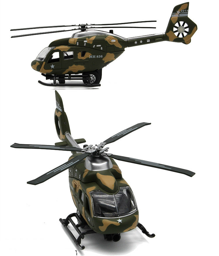 1:64 Scale Military Helicopter Alloy Toy Model (Retroactive Motion, Sound & Light Effects)