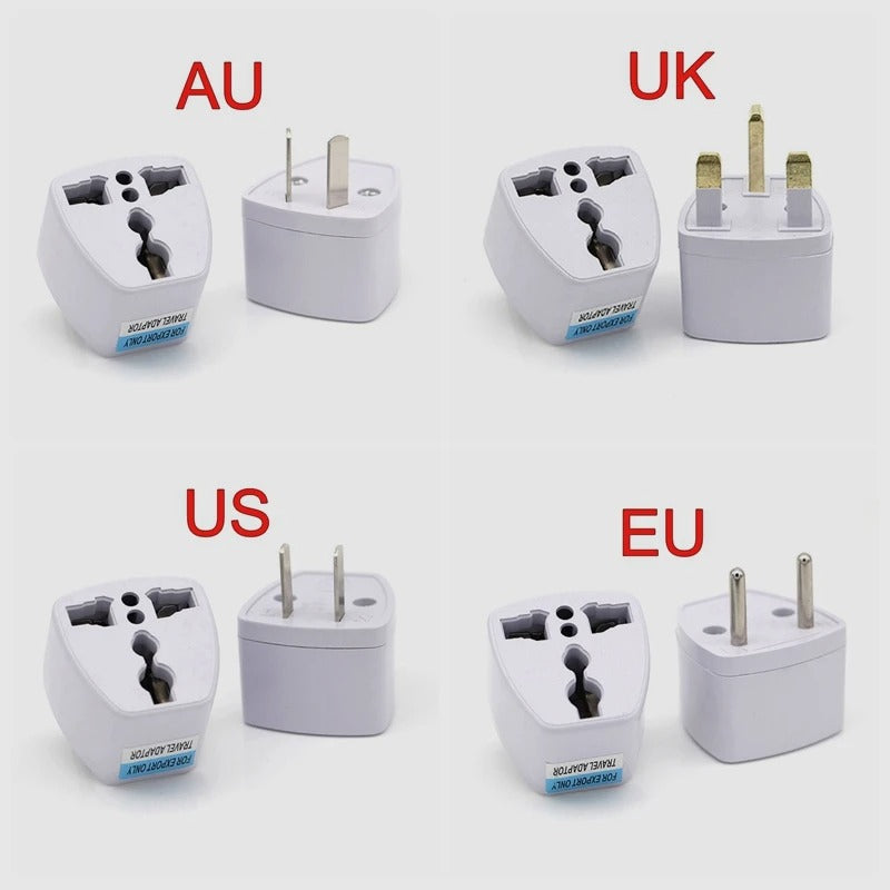 Universal US/UK/AU-to-EU Travel Power Adapter (2 Round Pin Socket)